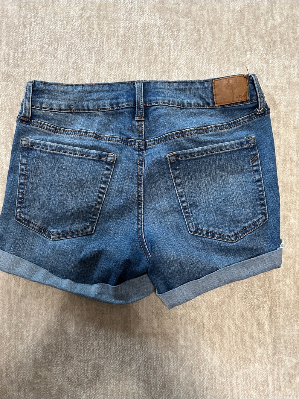 Aeropostale Distressed Cuffed Denim Shorts - Blue - Picture 4 of 5